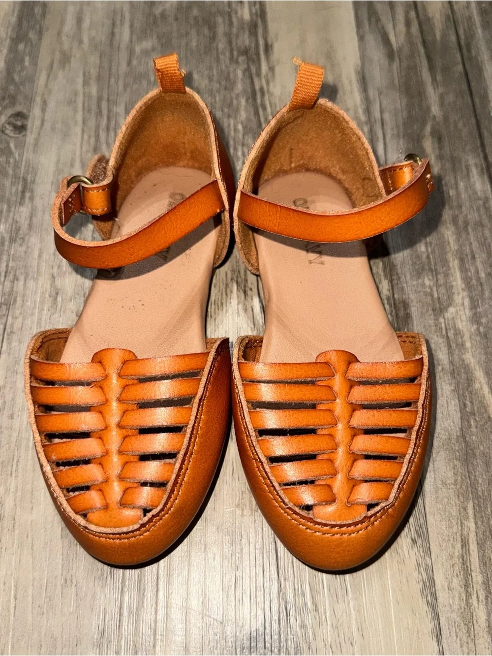 Old Navy Girls Tan Leather-Look Strappy Sandals